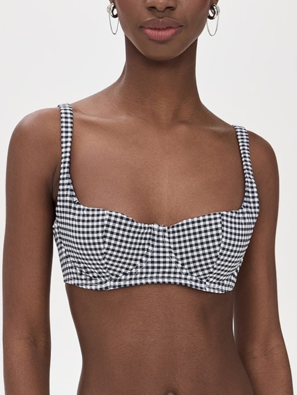 Good American Black and White Gingham Balconette Top